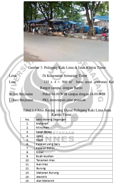 Gambar 3: Pedagang Kaki Lima di Jalan Kartini Timur 