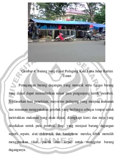 Gambar 4: Barang yang dijual Pedagang Kaki Lima Jalan Kartini 