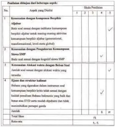 ANALISIS KEMAMPUAN BERPIKIR ALJABAR DAN KEMAMPUAN BERPIKIR KRITIS DALAM ...