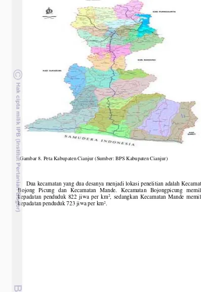 Gambar 8. Peta Kabupaten Cianjur (Sumber: BPS Kabupaten Cianjur) 