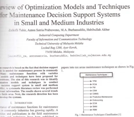 Fig. t Maintenance Techniques Classification [1]