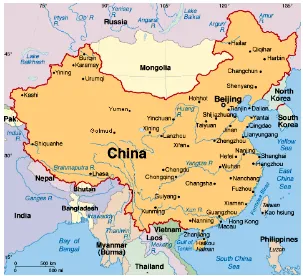 Gambar  6. Peta Republik Rakyat Cina (Sumber :Google, 2008) 