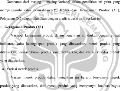 Gambaran dari masing – masing variabel dalam penelitian ini yaitu yang 