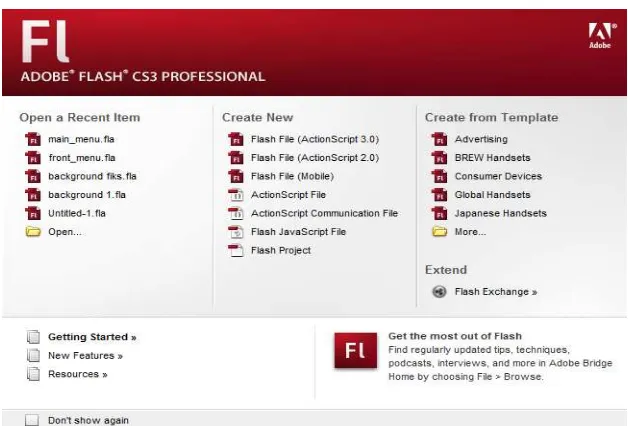 Gambar 2. Jendela Program Adobe Flash CS3 