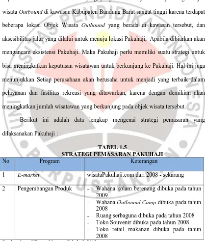 TABEL 1.5 STRATEGI PEMASARAN PAKUHAJI 