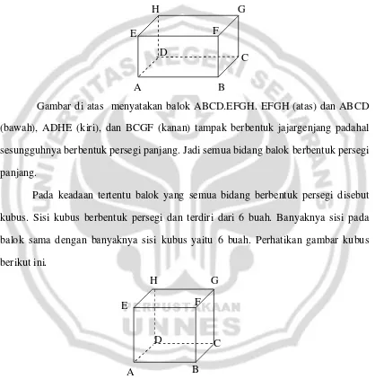 Gambar di atas  menyatakan balok ABCD.EFGH. EFGH (atas) dan ABCD 