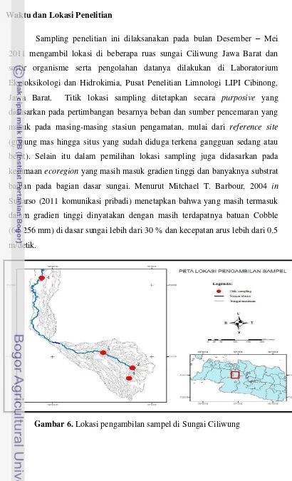Gambar 6. Lokasi pengambilan sampel di Sungai Ciliwung 
