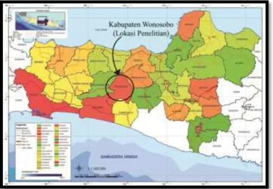 Gambar 4.1 : Kabupaten Wonosobo dalam Peta Jawa Tengah (Sumber : http://psda.jatengprov.go.id/data-irigasi-jateng.html) 