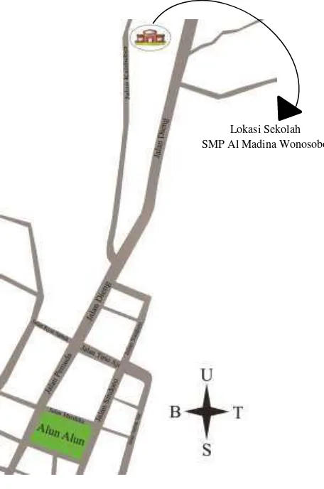 Gambar 4.3 : Lokasi Penelitian dalam Kecamatan Wonosobo (Sumber : https://id.wikipedia.org/wiki/Wonosobo,_Wonosobo) 