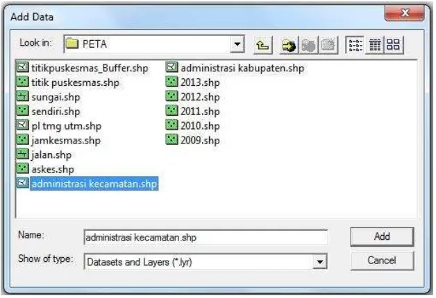 Gambar 3.3. Tampilan Layer Spasial di dalam ArcMap 