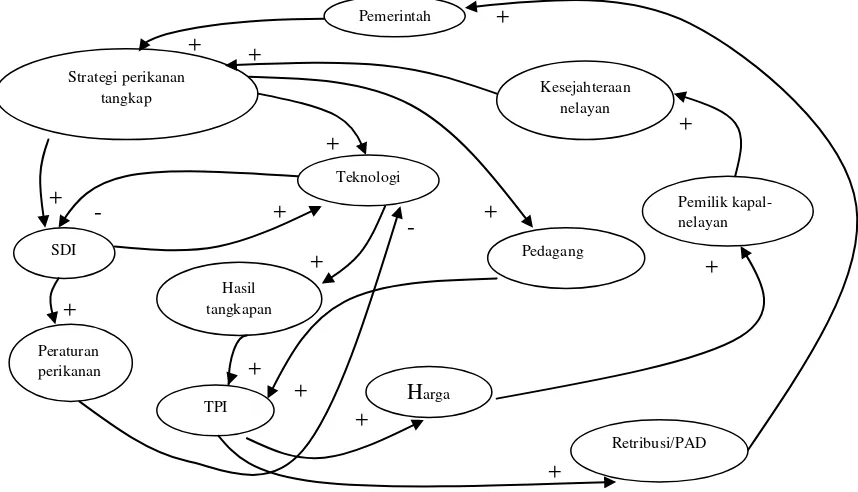 Gambar 6  Diagram lingkar sebab akibat usaha perikanan Kabupaten Kulon Progo.  