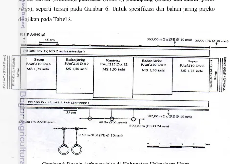 Gambar 6 Desain jaring pajeko di Kabupaten Halmahera Utara.  