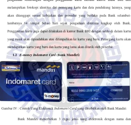 Gambar IV : Contoh Uang Elektronik Indomaret Card yang diterbitkan oleh Bank Mandiri 