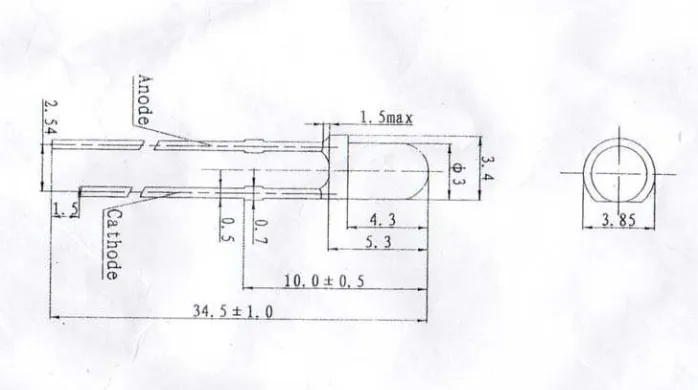 Figure 1.1: Size of LED for this project 