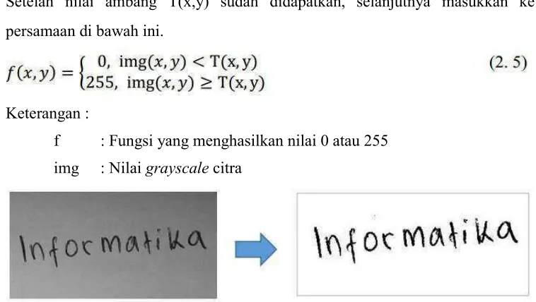 Gambar 2.8 Contoh hasil Sauvola Threshold 