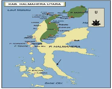 Gambar 5 Peta Pulau Halmahera dan Teluk Kao 