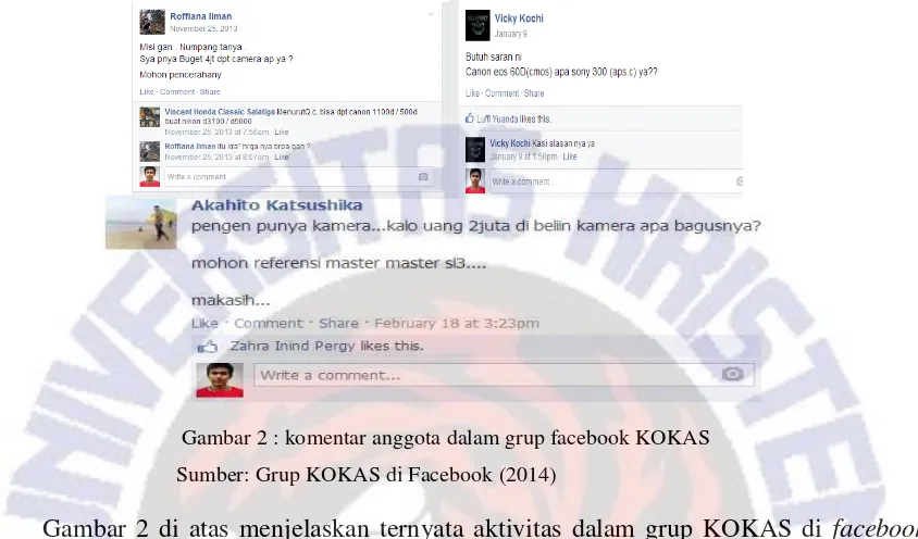 Gambar 2 : komentar anggota dalam grup facebook KOKAS 