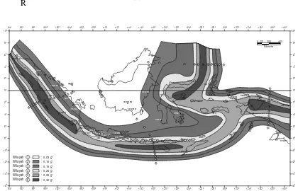 Gambar 2.1. Wilayah Gempa Indonesia dengan percepatan puncak batuan dasar dengan perioda ulang 500 tahun