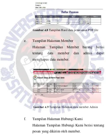 Gambar 4.8 Tampilan Hasil data pemesanan PDF file