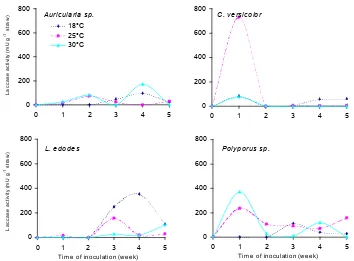 Table 1. Loss of lignin and in vitro dry matter digestibility (IVDMD) of wheat straw after 5 weeks ofincubation with Auricularia sp., Coriolus versicolor, Lentinus edodesand Polyporus sp