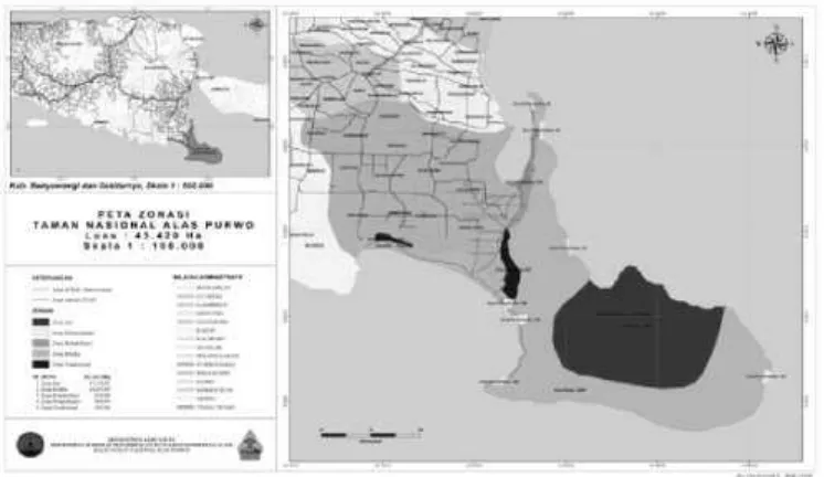 Gambar 1. Peta lokasi penelitian di Taman Nasional Alas Purwo 