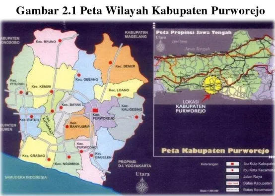 Gambar 2.1 Peta Wilayah Kabupaten Purworejo 