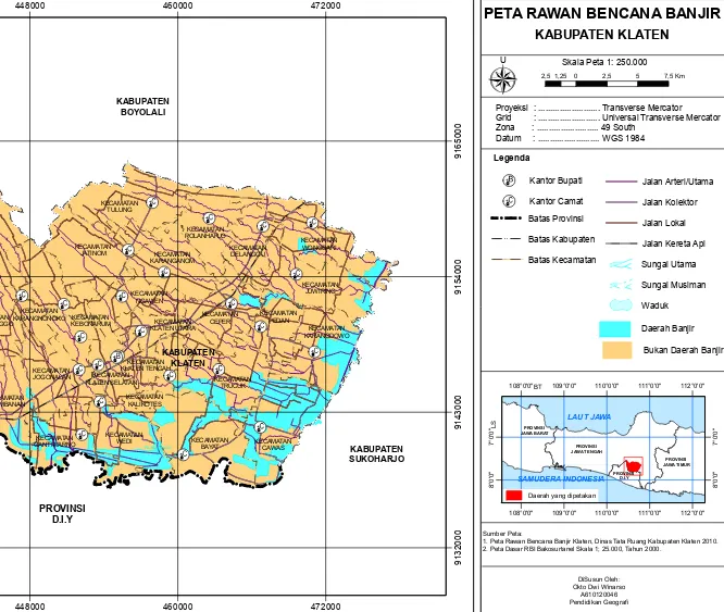 Gambar 1.1 Peta Rawan Bencana Banjir di Kabupaten Klaten