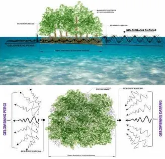 Gambar 5. Proses pengambilan data gelombang pada mangroveSumber: Herison, 2013