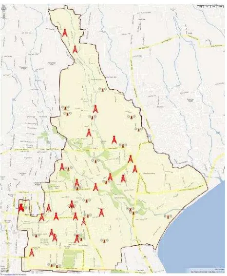 Gambar 4. Pemetaan Menara Telkomunikasi Denpasar Timurasi di Kecamatan