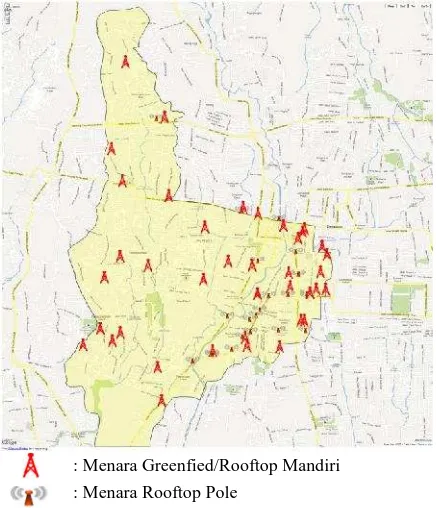 Gambar 2. Pemetaan Menara TelkomDenpasar Barakomunikasi di KecamatanBarat