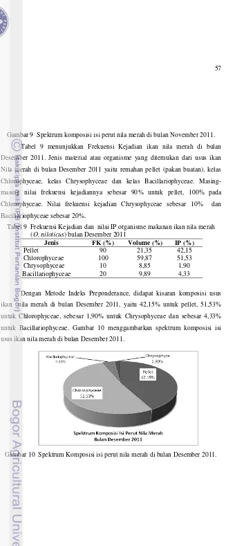 Gambar 9  Spektrum komposisi isi perut nila merah di bulan November 2011. 