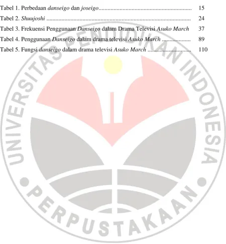 Tabel 1. Perbedaan danseigo dan joseigo.............................................................