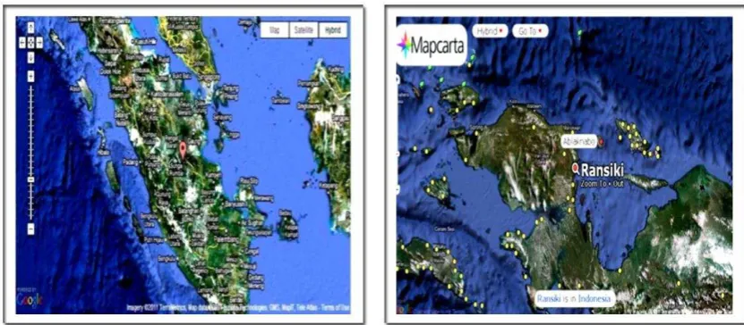 Figure 2  (a) Maps of Sumatra island, Riau Archipelago, Bangka and Belitung islands and (b) map of Ransiki, West Papua; where REE deposits are found