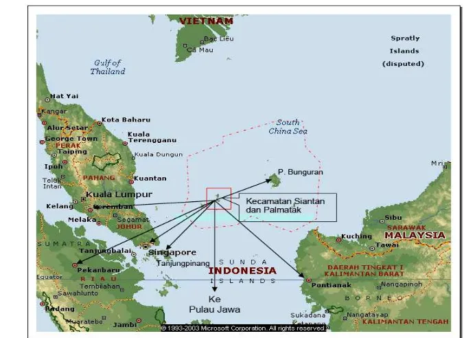 Gambar 3 Peta Kepulauan Anambas pada posisi di Laut Cina Selatan  