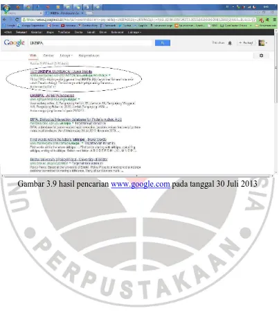 Gambar 3.9 hasil pencarian www.google.com pada tanggal 30 Juli 2013 