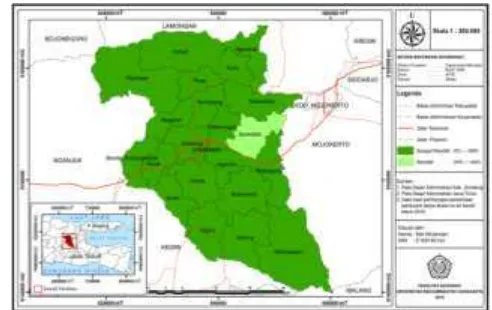 Gambar 3. Peta Persentase Penduduk tanpa Akses keAir Bersih Kabupaten Jombang Tahun 2015