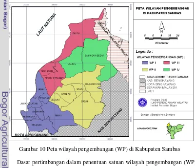 Gambar 10 Peta wilayah pengembangan (WP) di Kabupaten Sambas 