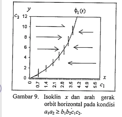 Gambar 10. Isoklin y dan arah gerak 