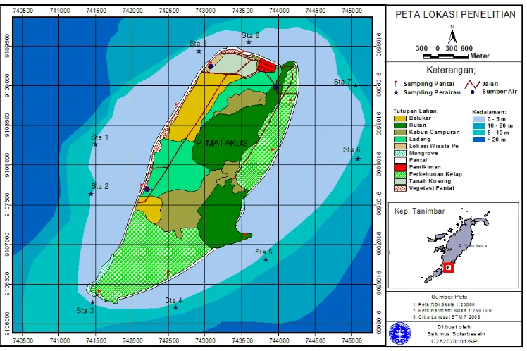 Gambar 2  Peta Lokasi Penelitian Pulau Matakus Kabupaten Maluku Tenggara  Barat, Provinsi Maluku