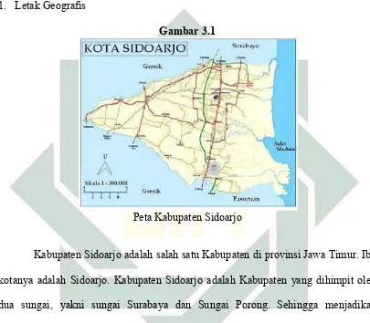 Gambar 3.1  Peta Kabupaten Sidoarjo 