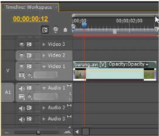 Gambar 3.14 Klip form format audio yang disusun di dalam Timeline Windodow