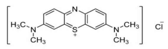 Gambar 1. Struktur kimia molekul metilen biru (Hamdaoui and Mahdi, 2006)