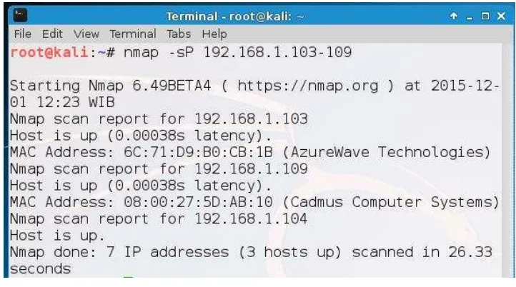 Gambar 1.2 Nmap Mencari IP Address Target 