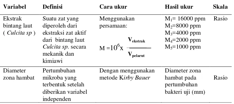 Tabel 2. Definisi operasional penelitian 