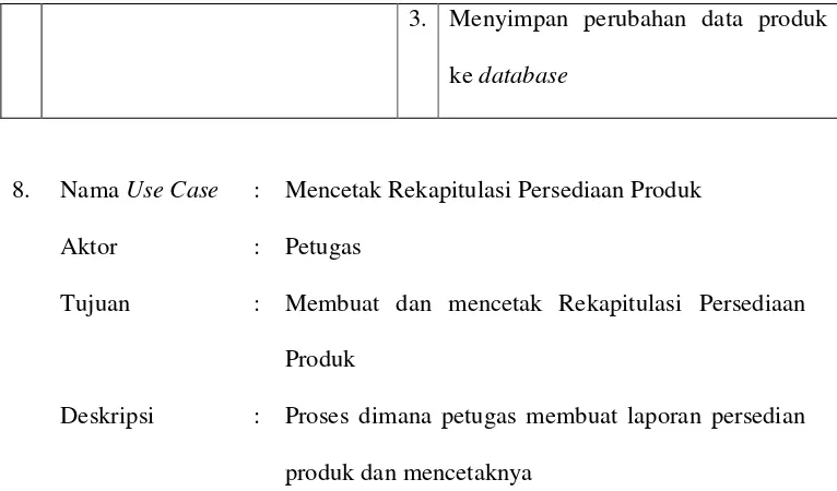 Tabel 4.14 Skenario Use Case Mencetak Rekapitulasi Persediaan Produk 
