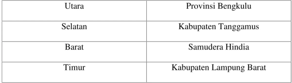 Tabel 2.1 Batasan Wilayah Kabupaten Pesisir Barat