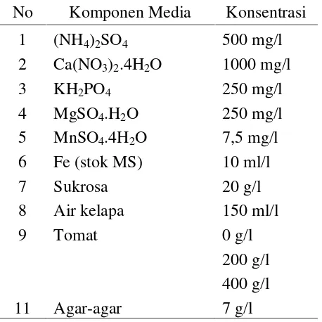 Tabel 4. Komposisi Media Knudson C