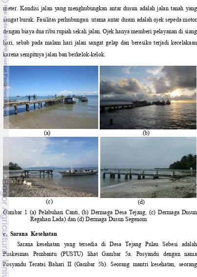 Gambar 1 (a) Pelabuhan Canti, (b) Dermaga Desa Tejang, (c) Dermaga Dusun 