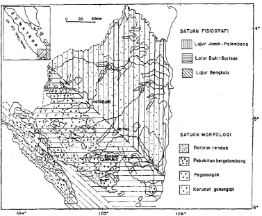 Gambar 4. Peta Fisiografi dan Morfologi daerah Lampung (Mangga, 1993) 