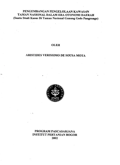 Pengembangan Pengelolaan Kawasan Taman Nasional Dalam Era Otonomi ...